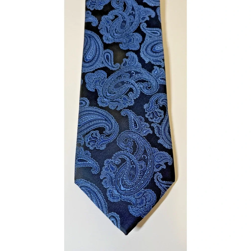 Platinum Designs Men's Blue Paisley Silk Blend Necktie‎ Formal Business